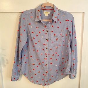 Maeve by Anthropologie embroidered striped button down shirt